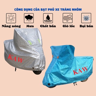 Bạt phủ bạc trùm che chắn nắng xe máy vải cao cấp phản quang chống mưa bụi bẩn chống thấm mọi loại xe SH, phân khối lớn