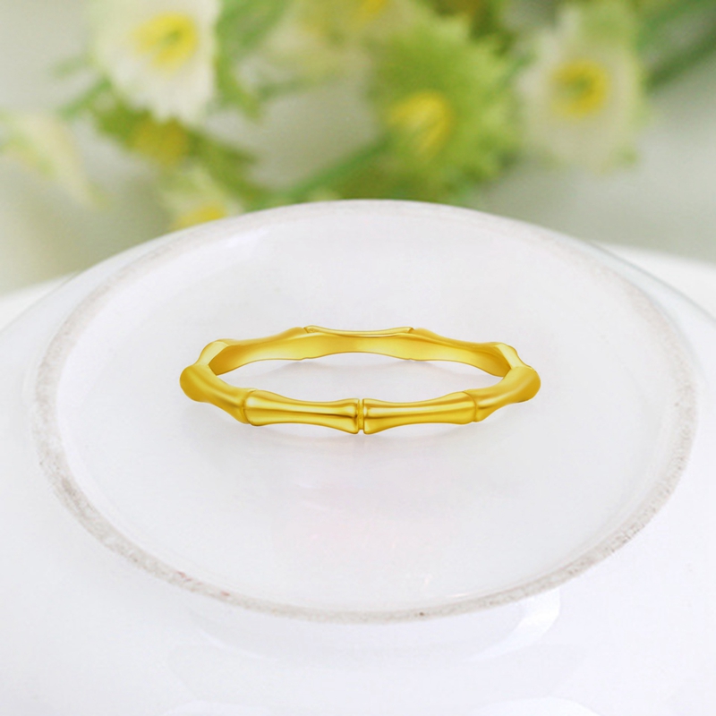 Attract Creative Bamboo Shape Copper Alloy Gold Rings Fashion Korean Jewelry