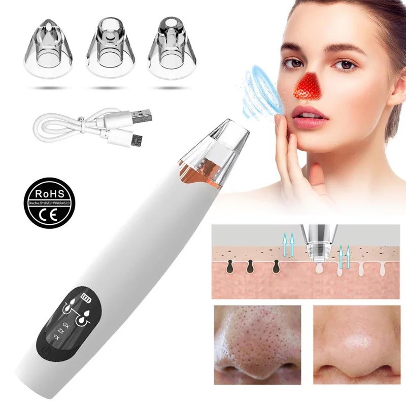 Máy Hút Mụn Đầu Đen Mini Cầm Tay Blackhead Cao CấpTặng 3 Đầu Hút Đa Năng