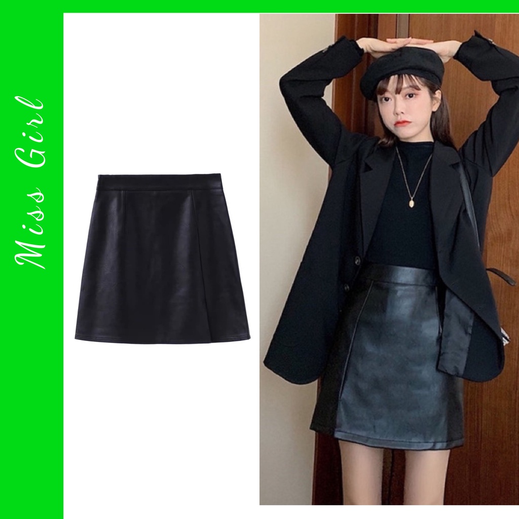 Chân Váy Da thiết kế xẻ tà lưng cao cho nữ Missgirl