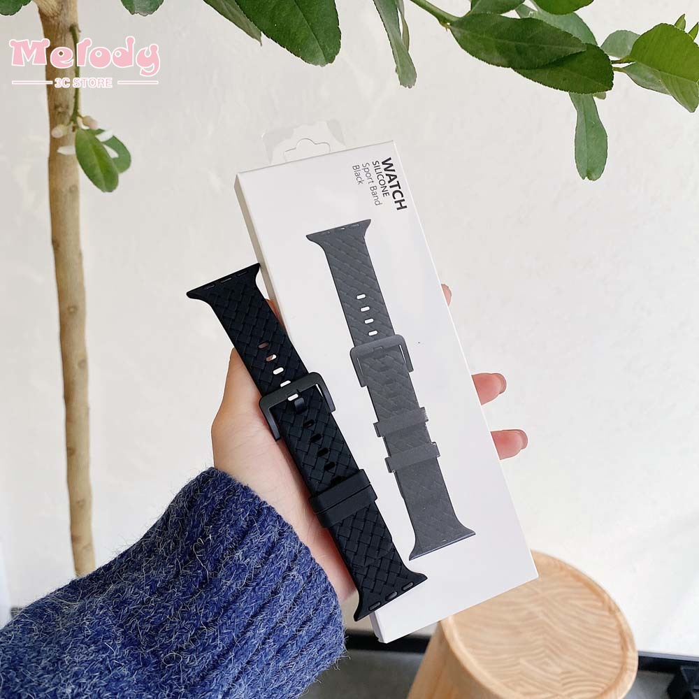 Dây đeo silicon bện thích hợp cho đồng hồ thông minh Apple Watch Series 7/ 6/ SE/ 5 iwatch 45/ 44/ 42/ 41/ 40/ 38mm