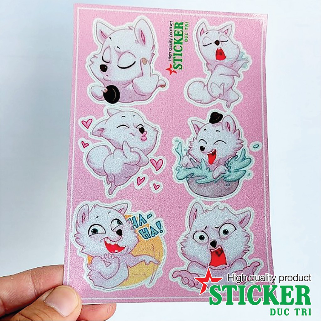 Bộ 6 sticker Sturdy Dog siêu dễ thương. Miếng dán được cắt sẳn có màng bảo vệ chống nước chống trầy.