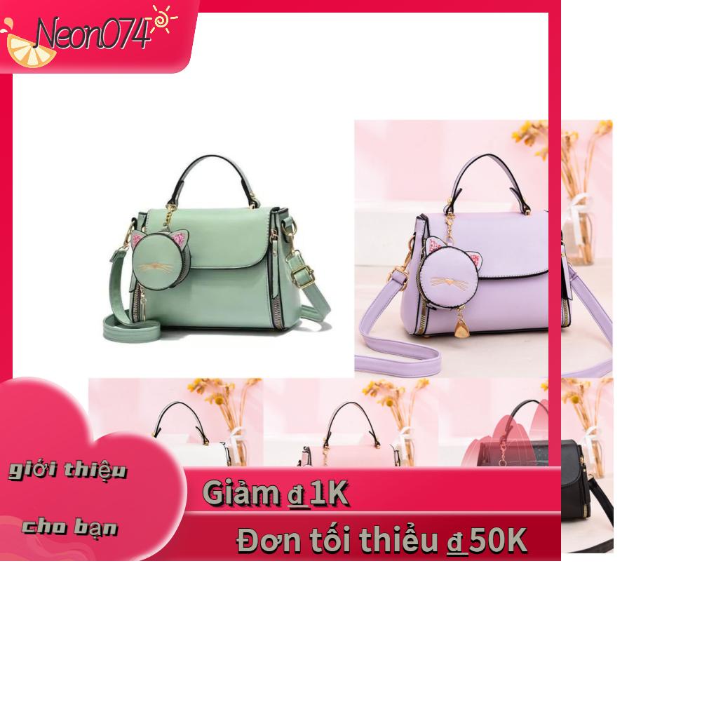 Neon074 Women Shoulder Bag Large Capacity Pure Color Soft PU Leather Fashionable Handbag