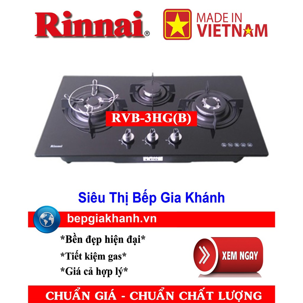 Bếp gas âm Rinnai RVB-3HG(B) sản xuất tại Việt Nam