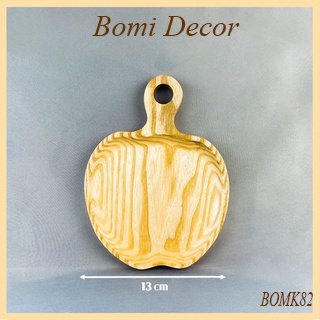 Khay gỗ decor bomi - khay gỗ đựng đồ ăn gỗ tần bì hình táo loại nhỏ siêu yêu bomk82c