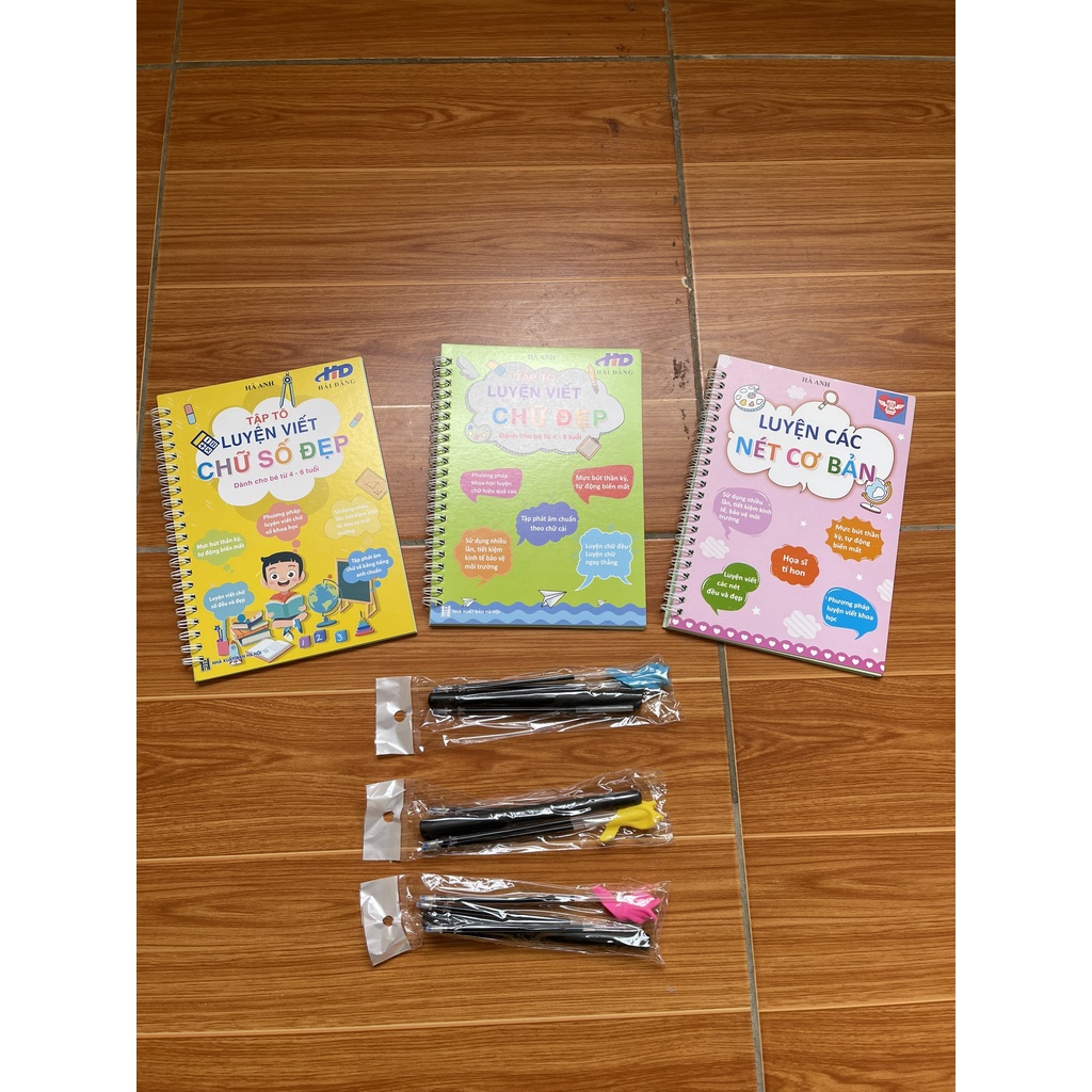 Sách - Bộ 3 Quyển Luyện Viết Thần Kỳ Tự Xóa Chữ Đẹp - Số Đẹp - Nét Cơ Bản Hải Đăng