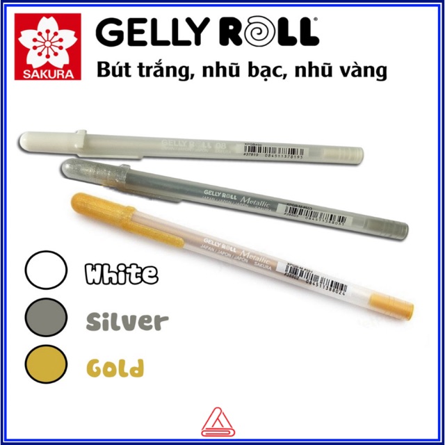 Bút Gel Roll Sakura Nhũ bạc, Nhũ vàng