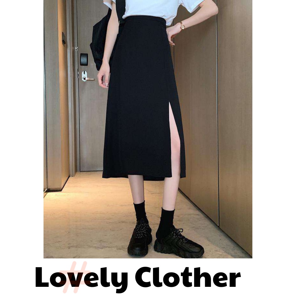 [Giảm 5k từ đơn 0đ]  Chân váy nữ, chân váy xẻ tà nữ màu đen kéo khoá sau SKUCV-01