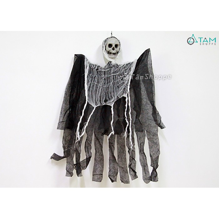 Mô hình con ma đầu lâu áo trắng đen dài 70cm không tay TTTM