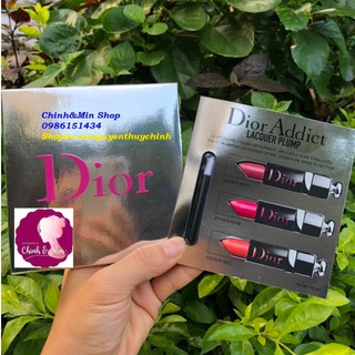 Vỉ son tester Dior Addict Lacquer Plump 3 màu kèm cọ