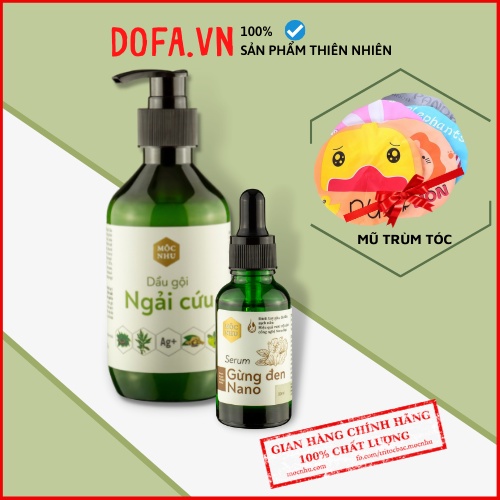 Combo Dầu gội Ngải Cứu + Serum gừng đen nano mộc nhu - Dứt Điểm Gàu Ngứa Nấm Da Đầu ,300ML