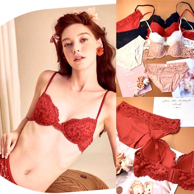 Bộ đồ lót PD ren hoa mút cotton mỏng có gọng BL