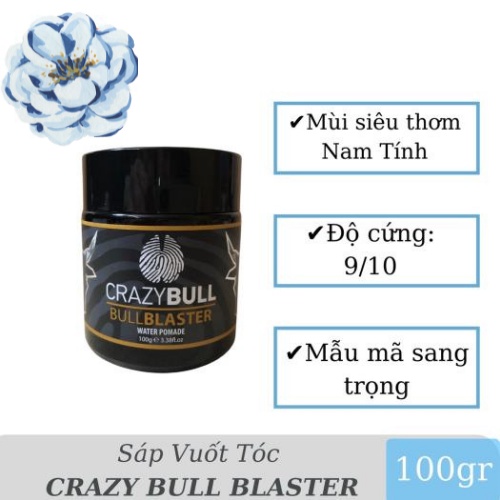 Sáp vuốt tóc, wax vuốt tóc CRAZY BULL Pomade - 100gr. Tạo Kiểu Và Giữ Nếp Cho Tóc. HÀNG CHÍNH HÃNG. AI Store