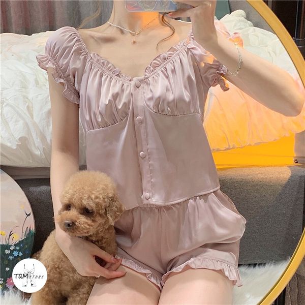 Set bộ ngủ lụa cộc Zamy sleepwear