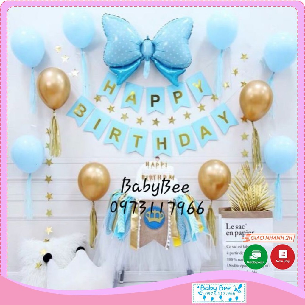 Set Bóng Trang Trí Sinh Nhật Nơ Tiểu Thư Cho Bé Gái