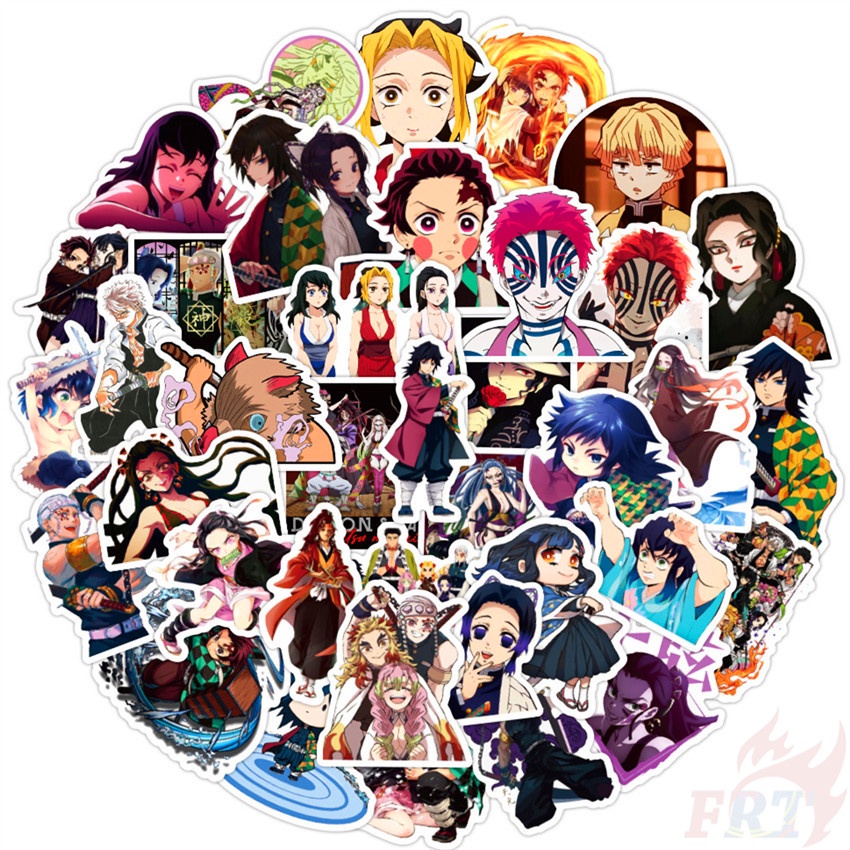 Bộ 50 Cái ☆ Thanh Gươm Demon Slayer. 02 Hình Dán Trang Trí In Hình Kimetsu no Yaiba: Yuukaku-hen ☆ Miếng Dán Chống Thấm Nước Họa Tiết Graffiti Thời Trang