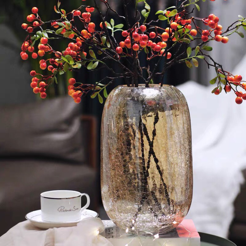 Lọ Cắm Hoa Bằng Thủy Tinh Rạn Trang Trí - Bình Cắm Hoa Thủy Tinh Dày Dặn BH133