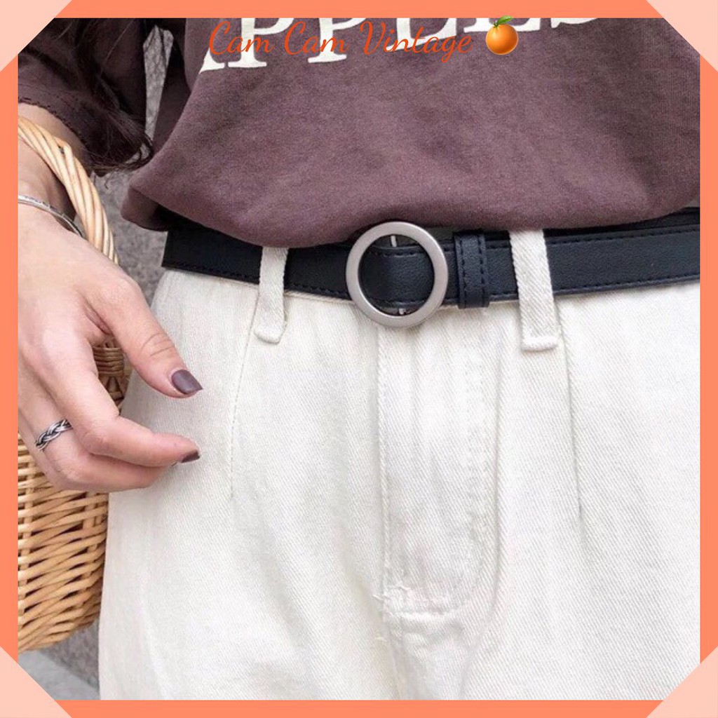 Dây thắt lưng da nam nữ Ulzzang BELT mặt Tròn - Dây nịt da mặt tròn bạc Style HÀN QUỐC LOẠI 1