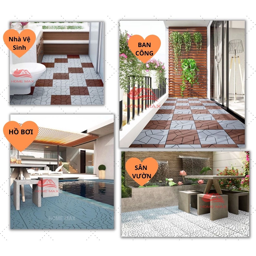 Vỉ Nhựa Lót Sàn Home Max Kiểu Viên Đá. Lót Sàn Nhà/Ban Công/Hồ Bơi/Nhà Tắm Sân Thượng, . Hàng VNXK
