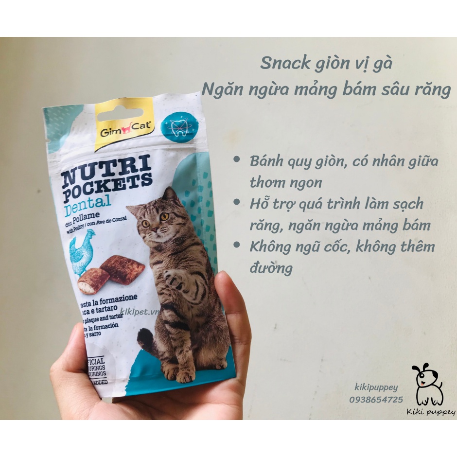 Gói lớn Snack thưởng cho mèo ngừa búi lông, hỗ trợ tiêu hóa Gimcat Nutri Pockets