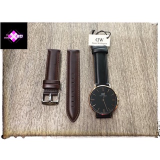 Dây da đồng hồ Daniel Wellington khóa vàng & bạc đủ size_ DW