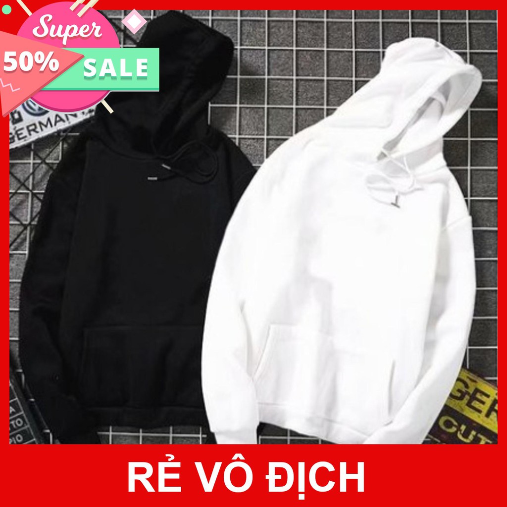 Áo Hoodie Nỉ Trơn Dáng Rộng Màu Trắng, Đen Dáng Rộng Phong Cách Street style kakidoshop