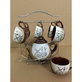 BỘ BÌNH TÁCH TRÀ COFFEE SET BẰNG GỐM SỨ