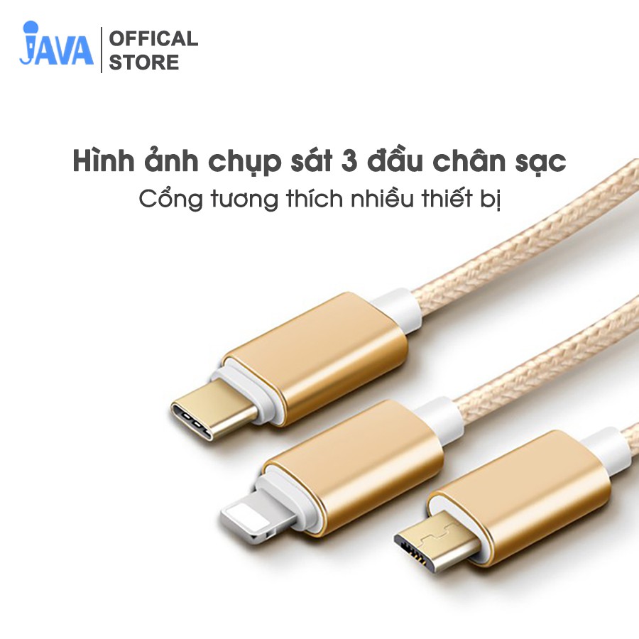 [30 NGÀY ĐỔI TRẢ] Dây cáp sạc đa năng 3 đầu - Ip Lightning - Micro USB - Type C