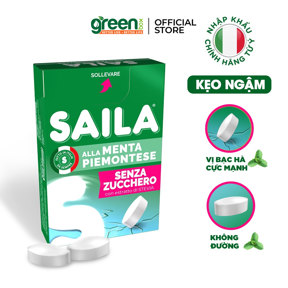 Kẹo ngậm bạc hà không đường Saila 40g giảm ngứa cổ, đau họng