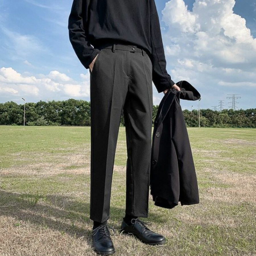 [Tiền Nào Của Đấy]Quần Tây Baggy Nam Màu Đen Ống Rộng Phong Cách Hàn Quốc Vải Co Giãn, Không Xù  -V01 | BigBuy360 - bigbuy360.vn