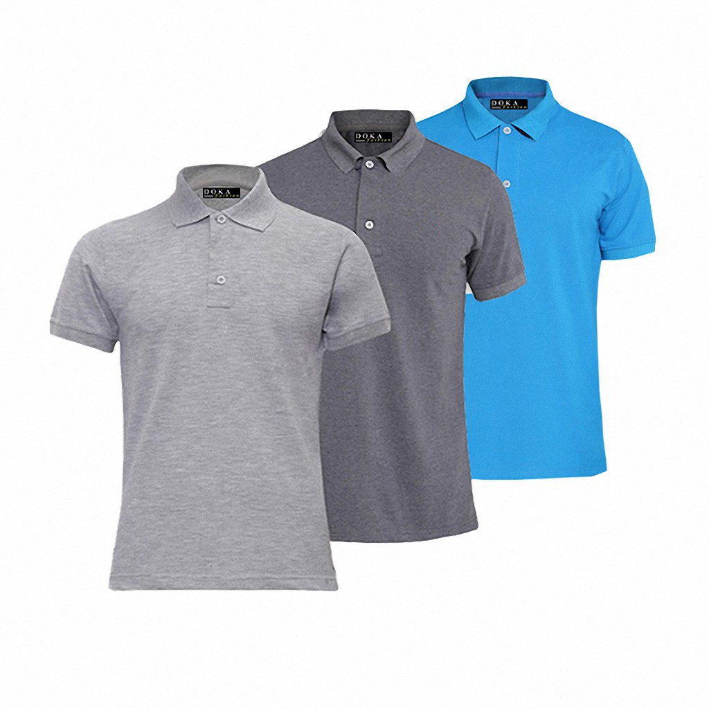 Áo Thun nam Polo cổ trụ đa phong cách Vnxk combo 3 ( xám l,xám đ,xanh TT ) - EZA
