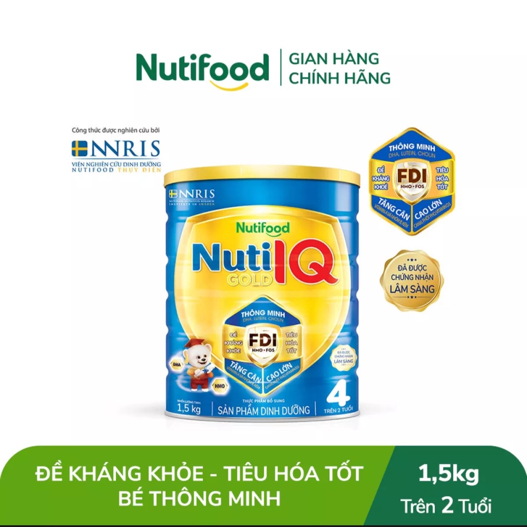 [HSD T11-2023] Combo 2 Hộp Sữa Bột Nutifood Nuti IQ Gold 4 1.5kg/lon