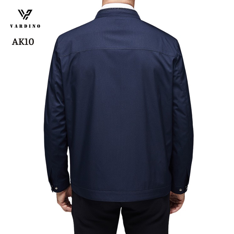 Áo khoác nam trung niên VARDINO cổ trụ công sở cao cấp 2 lớp vải nhẹ có 2 túi trong dáng suông và séc chống kẹt AK10