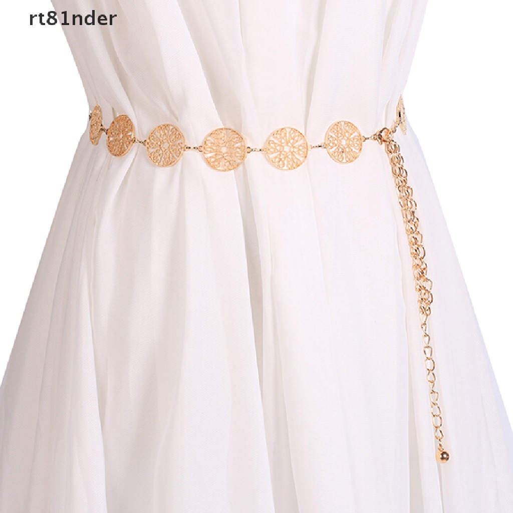 Thắt Lưng Dây Xích Bằng Kim Loại Màu Vàng / Bạc Thời Trang