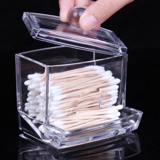 Hộp đựng bông tây trang XIAODUOJIAJU bằng acrylic trong suốt tiện dụng