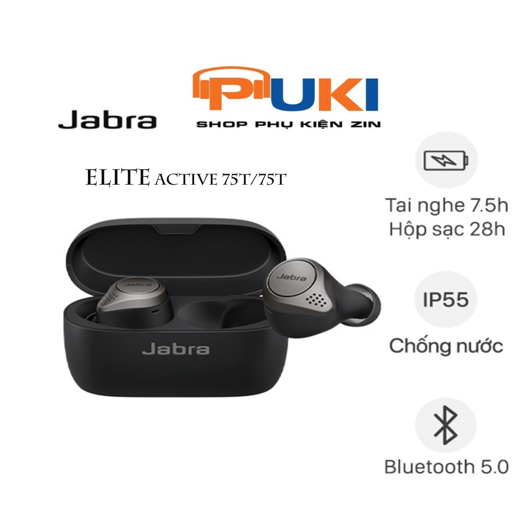 Tai Nghe Bluetooth Không Dây True Wireless Jabra Elite 75T Active/ 75T - Chính Hãng