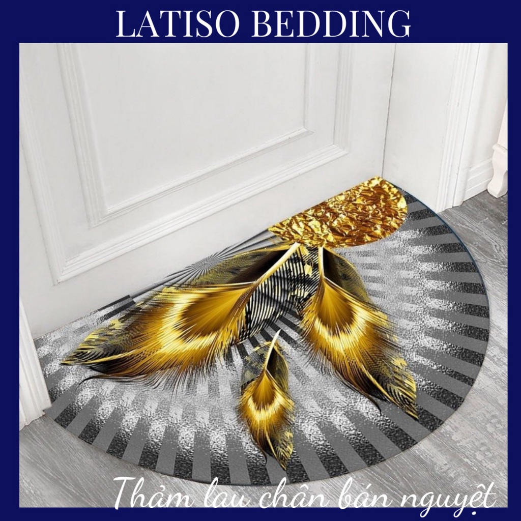 Thảm Lau Chân 3D Hình Bán Nguyệt Cao Cấp Mặt Đế Chống Trơn Trượt LATISO BEDDING KT 40x80cm TBN02