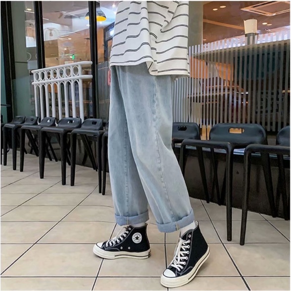 Quần jean nam baggy phong cách Hàn Quốc thời trang thể thao giản dị unisex  jeans
