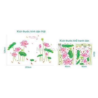 Decal dán tường đầm hoa sen B059
