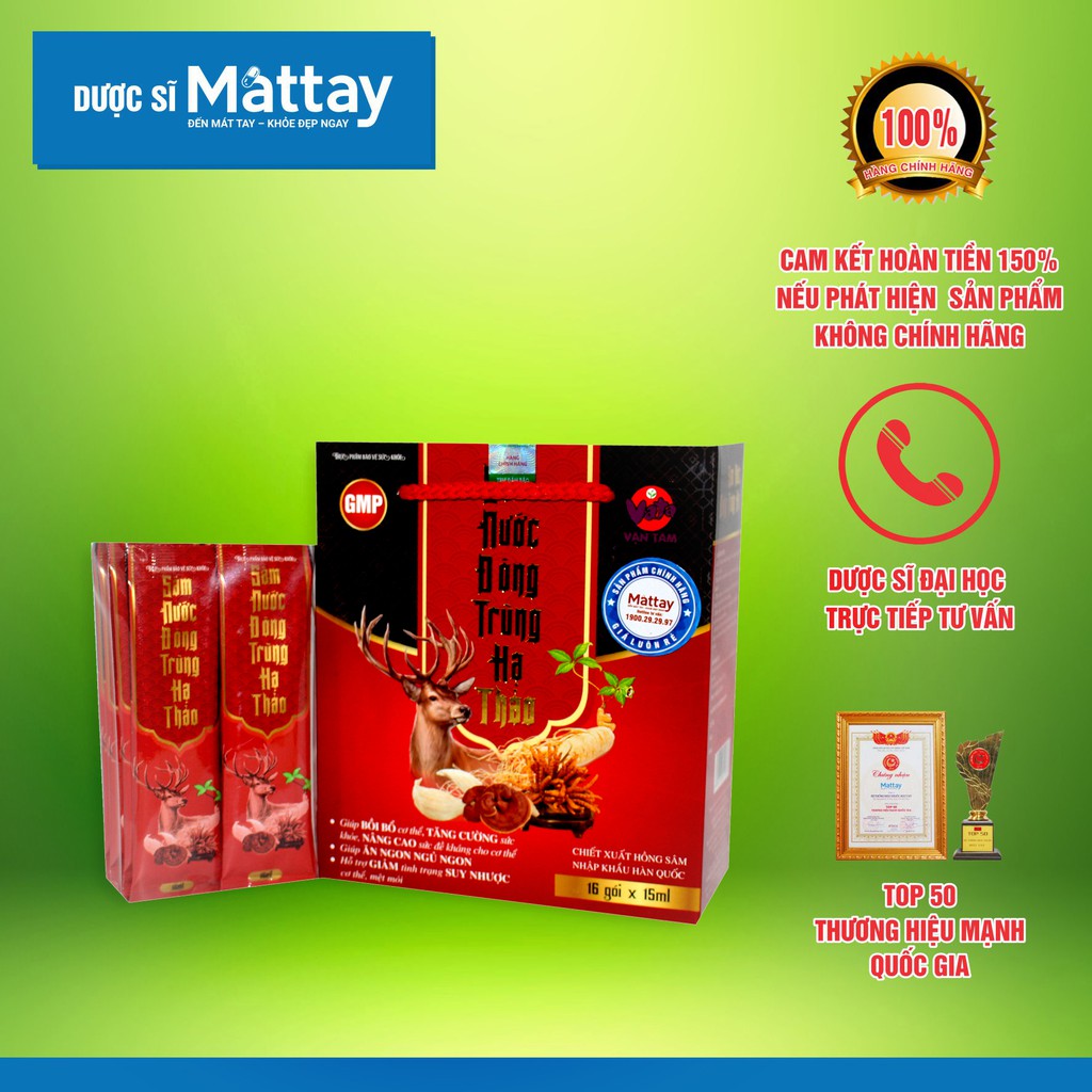 ❤️ Sâm Nước Đông Trùng Hạ Thảo - Vạn Tam - Hộp 16 Gói - Bồi Bổ Cơ Thể, Tăng Cường Sức Khỏe, Nâng Cao Sức Đề Kháng