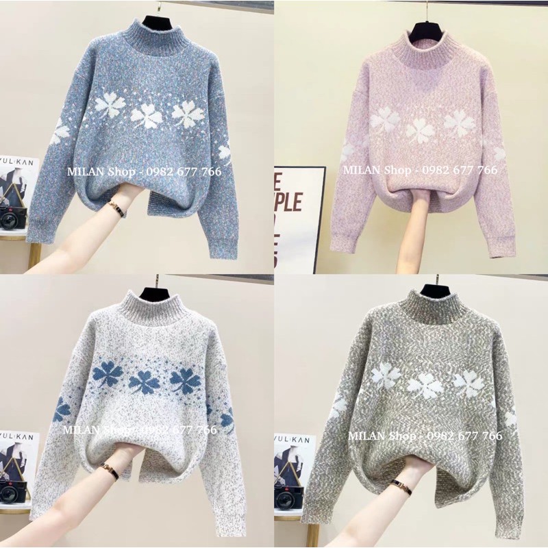 Áo len dài tay dáng suông 2 hoạ tiết nhiều màu hot | BigBuy360 - bigbuy360.vn