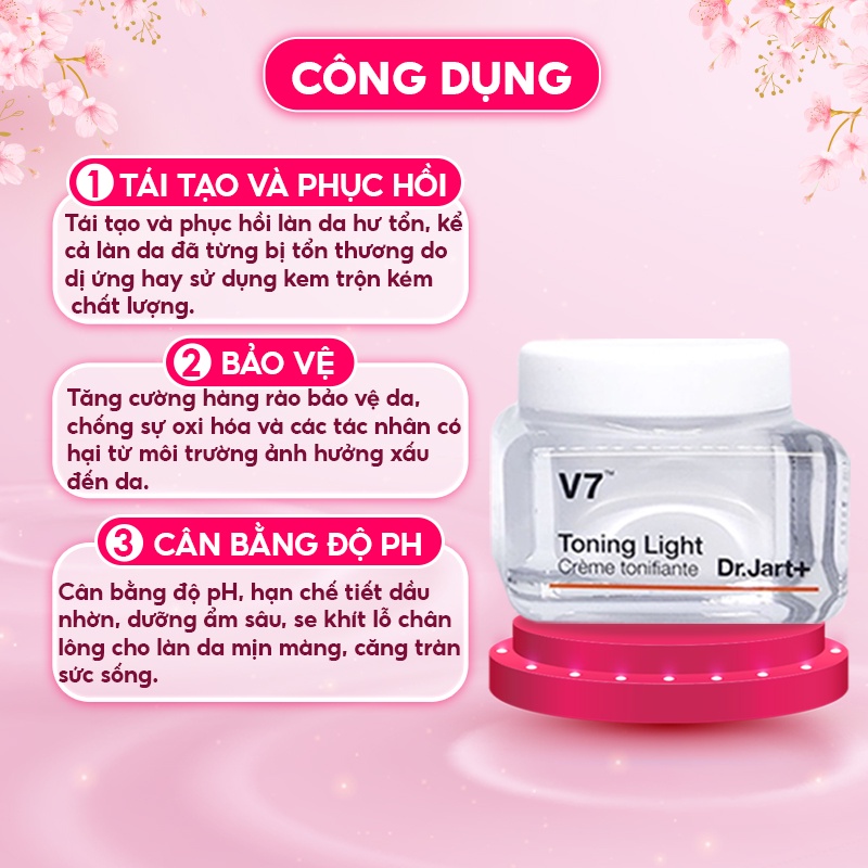 Kem Dưỡng Trắng Da, Nâng tông V7 Toning Light Dr.Jart+ (50ml) - Hàn Quốc / Giúp dưỡng da trắng hồng bật tông sau 7 ngày