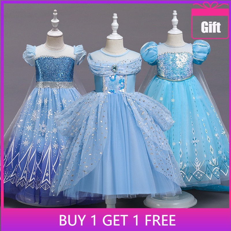 [ Mã 11FASHIONSALE1 giảm 10K đơn 50K ] Đầm Hóa Trang Công Chúa Elsa Trong Phim Frozen Cho Bé Gái 3-10 Tuổi