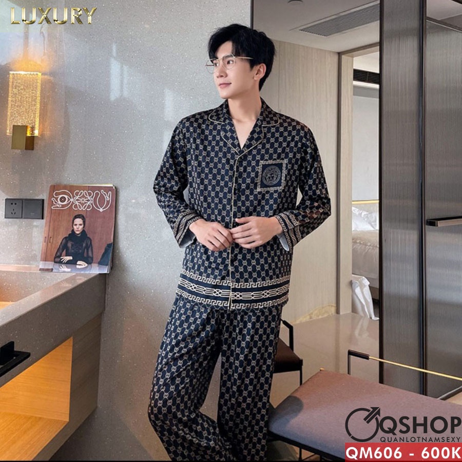 Bộ đồ pijama nam luxury lụa cao cấp mềm mịn trơn láng QSHOP QM604 - QM605 - QM606 - QM607 - QM608