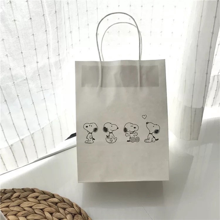 <24h Lô hàng>W&G Cartoon Snoopy mua sắm đơn giản và tiện lợi túi giấy kraft trắng