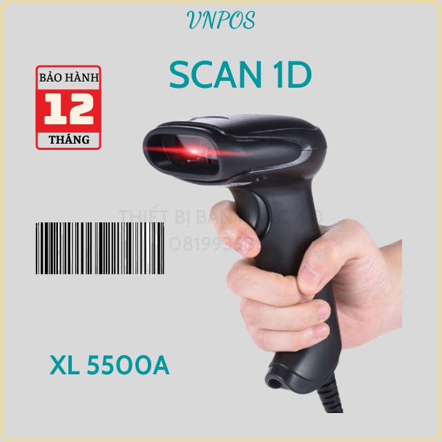 [NHẬP THIE9 GIẢM 9%] Máy quét mã vạch cầm tay KPOS XL5500A - Súng scan mã Barcode 1D dùng trong Cửa hàng, Siêu thị