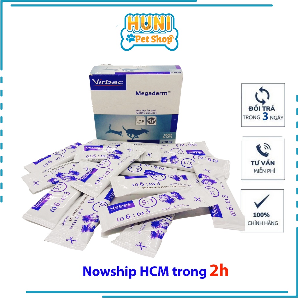 28 gói Gel Megaderm dưỡng lông cho chó Virbac gel dinh dưỡng giúp mượt lông da, hỗ trợ viêm da giảm ngứa