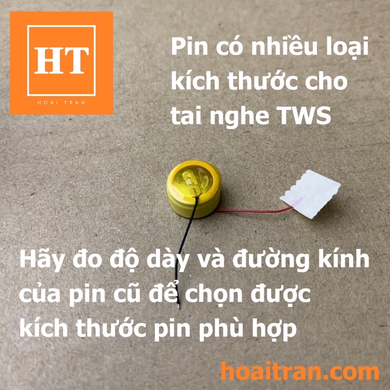 Pin nút Li-ion 3.6V LIR1040 35mAh (Lithium ion) cho tai nghe Bluetooth TWS, có thể sạc lại được