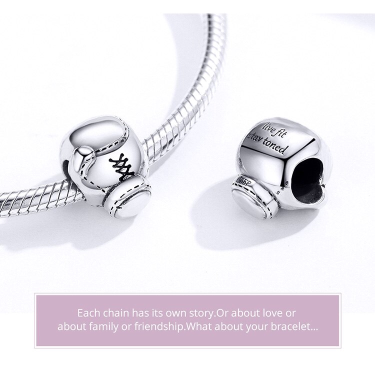 Hạt charm Bamoer bằng bạc 925 hình găng đấm bốc phong cách Châu Âu cá tính