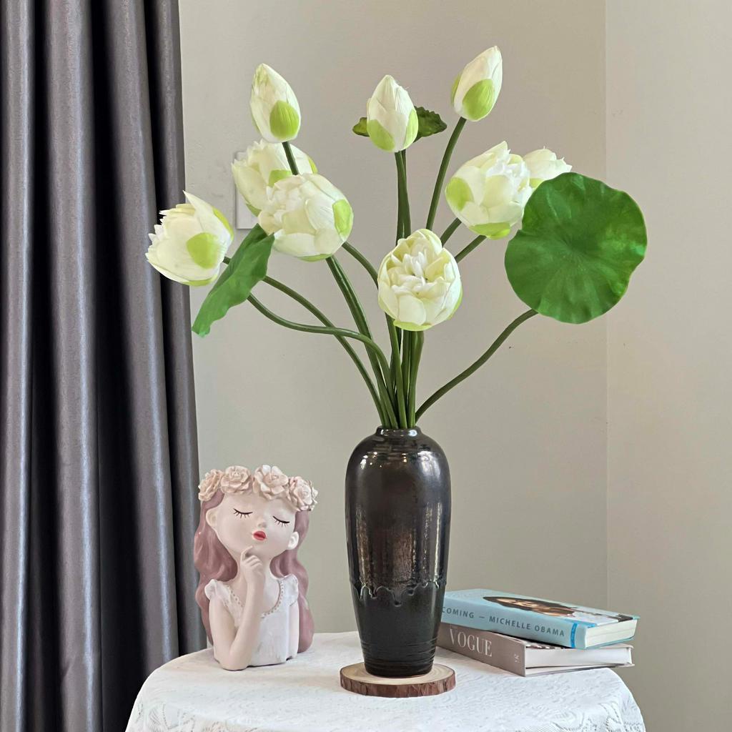 Lọ hoa thủy tinh Bình hoa decor trang trí dáng vintage - Gốm sứ Bát Tràng cao cấp - Đen